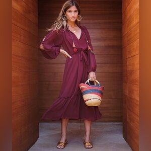 Gorgeous boho chic eggplant purple midi dress - VGUC - size M - Misa LA
